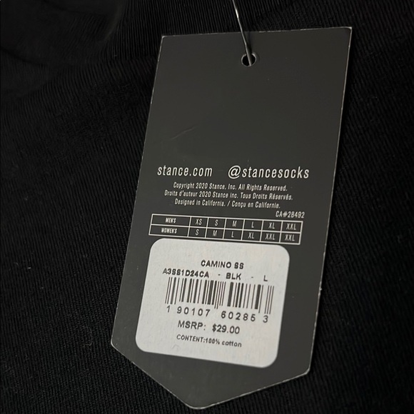 Stance Black Short Sleeve Tee Casual Comfort - Picture 3 of 6